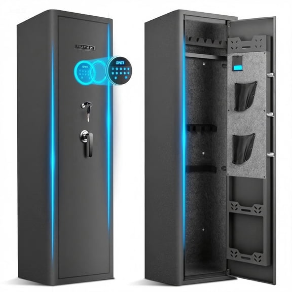 Mutak Gun Safe, Quick Access Password Long Gun Safe, 5 Gun Safes for Home Guns and Pistols with Keypad, Gun Cabinet for Guns and Shotguns with Storage Box