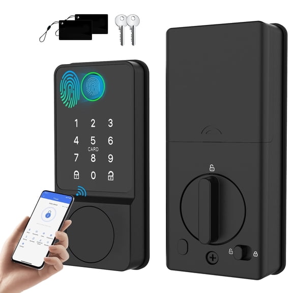 Mutak Smart Door Lock 6-in-1 Keyless Entry Door Lock With Touchscreen Keypad, Weatherproof, Wifi APP Remote Control&Bluetooth, For Home,Apartment,Office and Garages,Black