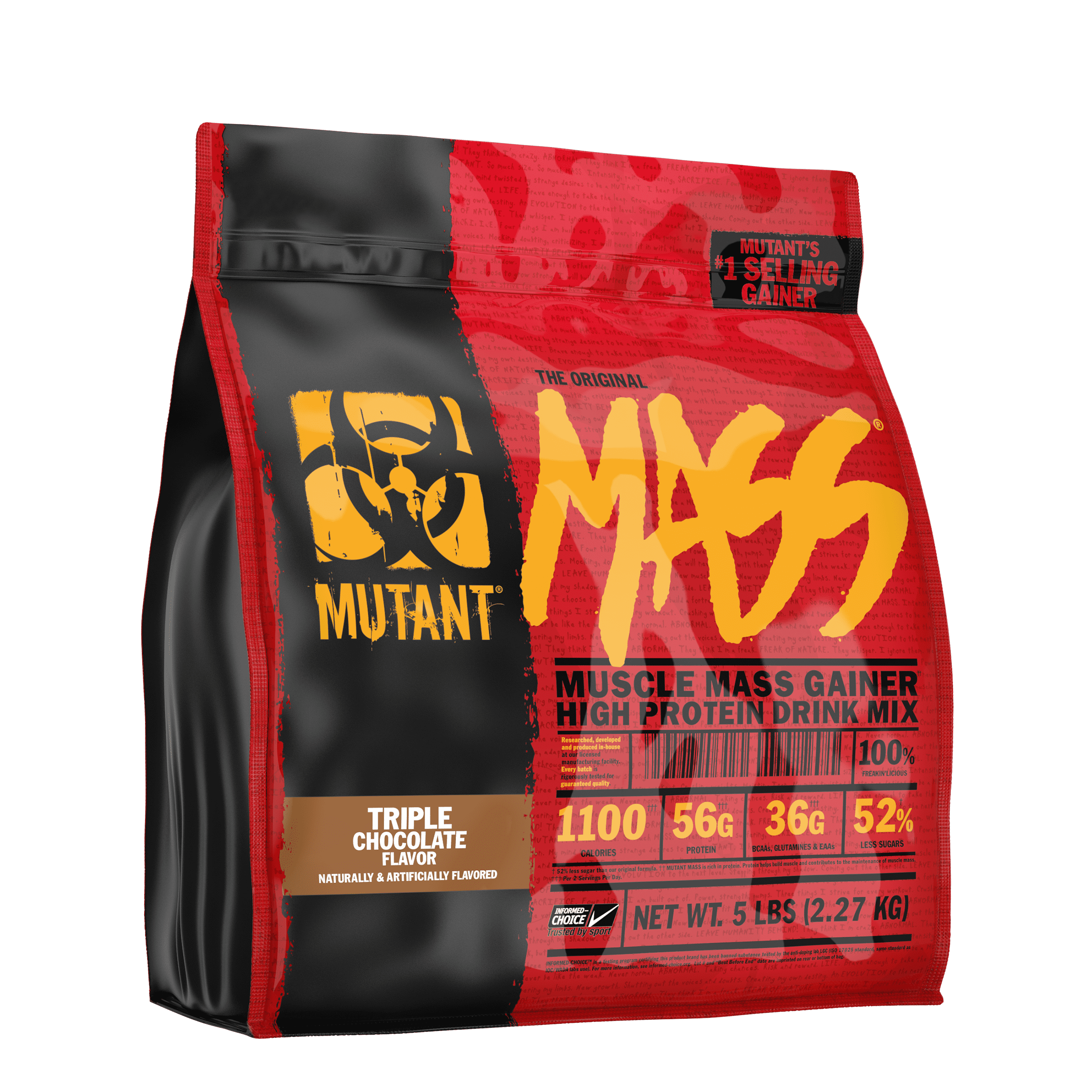 Mutant Mass | Weight Gainer Protein Powder, lean muscle growth 5 Pound - Triple Chocolate