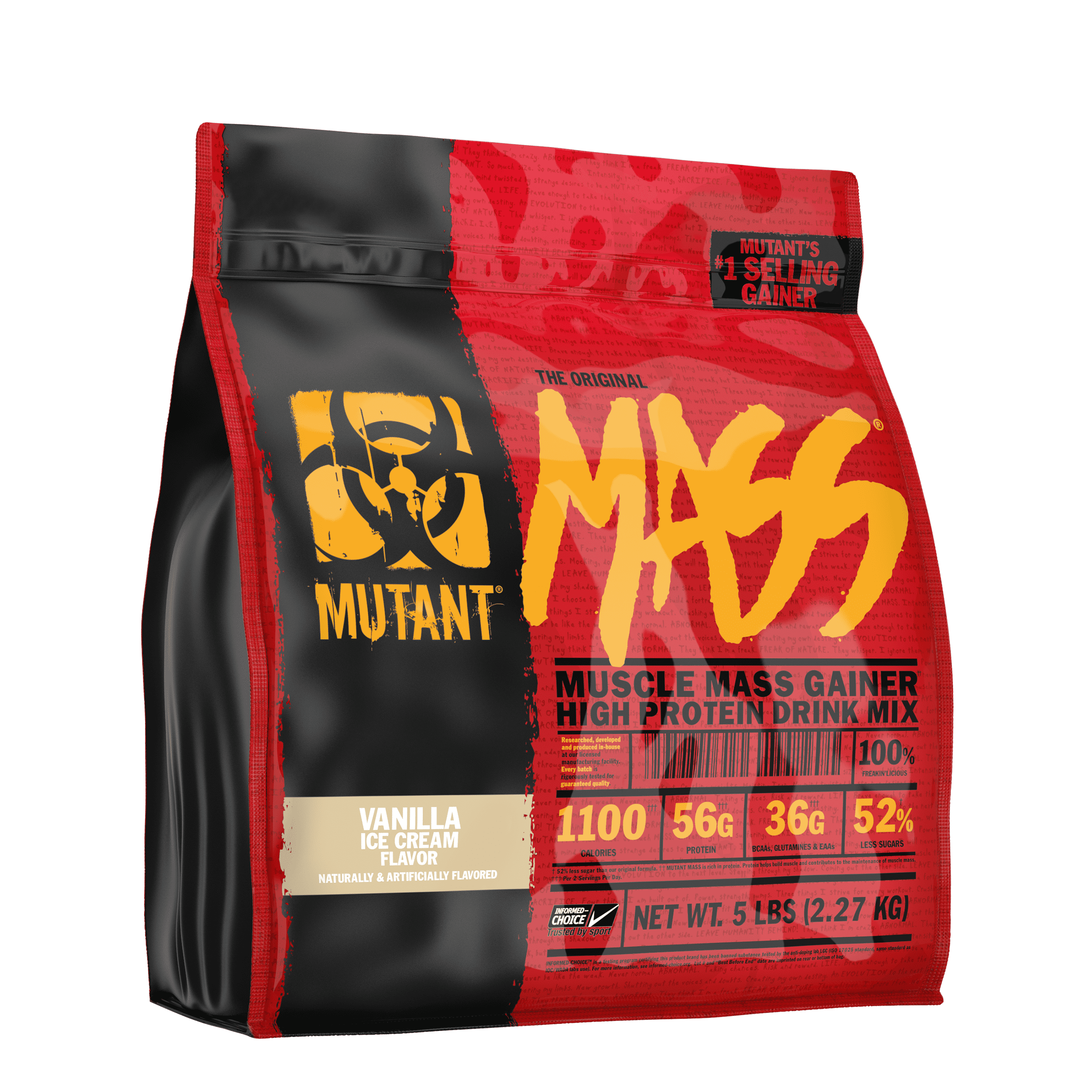 Mutant Mass | Weight Gainer Protein Powder, lean muscle growth 5 Pound - Vanilla Ice Cream