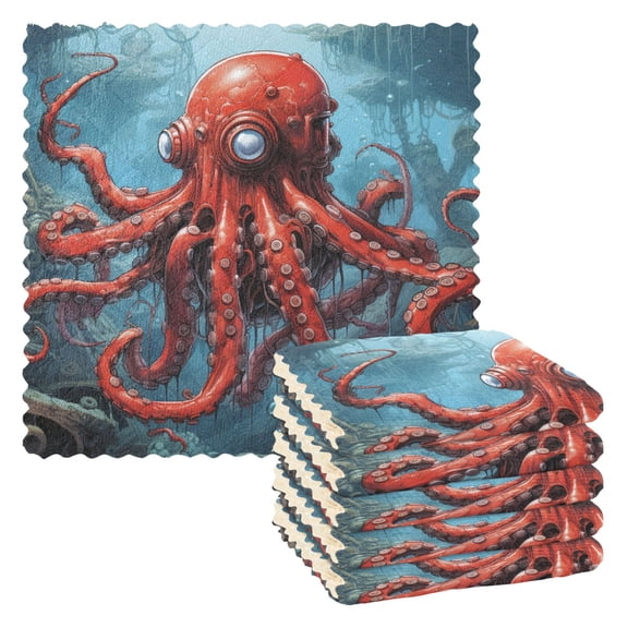 Mutant Octopus Kitchen Cloth Dish Towels for Drying Washing Absorbent Dish Rags 6 Pack