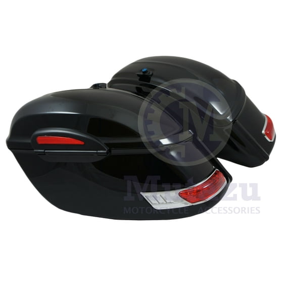 Mutazu Black Universal RS Motorcycle Hard Saddlebags Saddle Bags for Cruisers Baggers