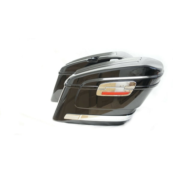 Mutazu Glossy Black ABS Plastic Motorcycle Bags with Red Reflectors for Motorcycles