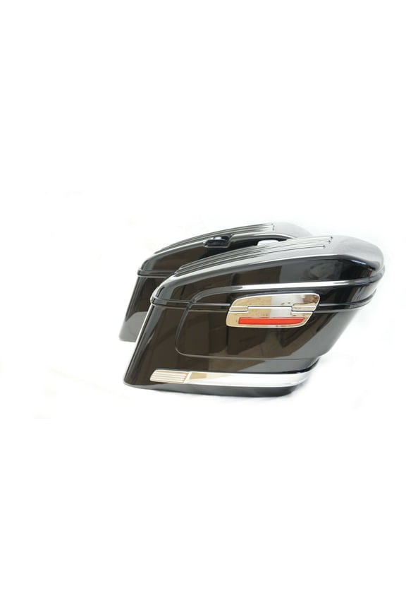 Glossy Black ABS Plastic Motorcycle Bags with Red Reflectors for Motorcycles