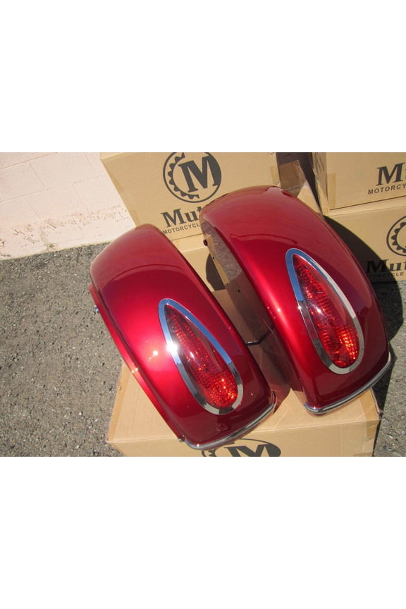 MU Burgundy Red Hard SADDLE BAG For Honda Suzuki Kawasaki Harley Yamaha Victory