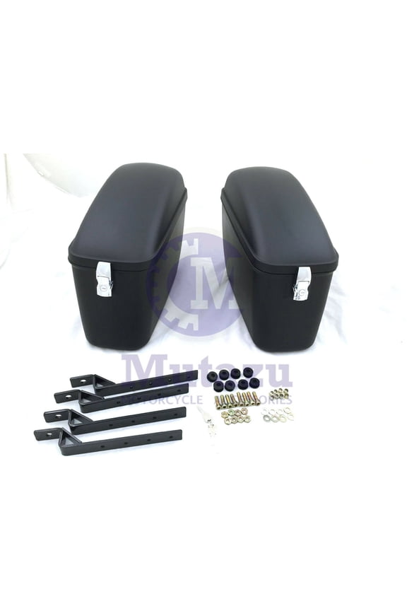 Matte Black Universal LW Hard Motorcycle Saddle bags fit Most Cruisers