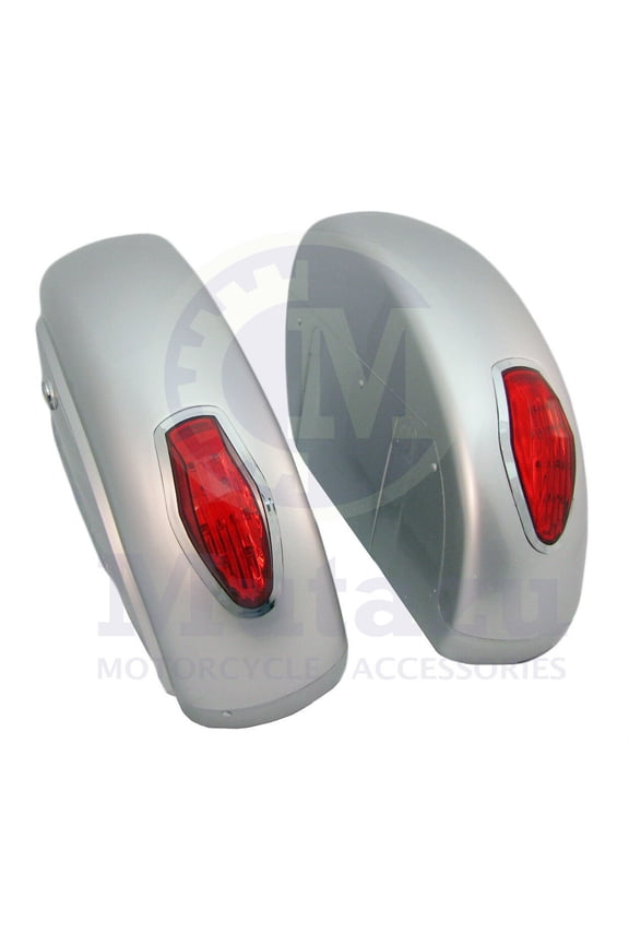 Silver LN Universal Motorcycle Hard Bag Saddlebags & Free Mounting Kit