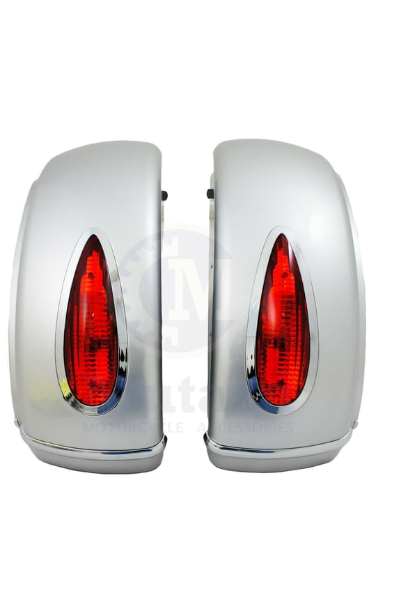 Silver MU Hard Bag Saddlebags For Honda Suzuki Kawasaki Harley Yamaha Victory