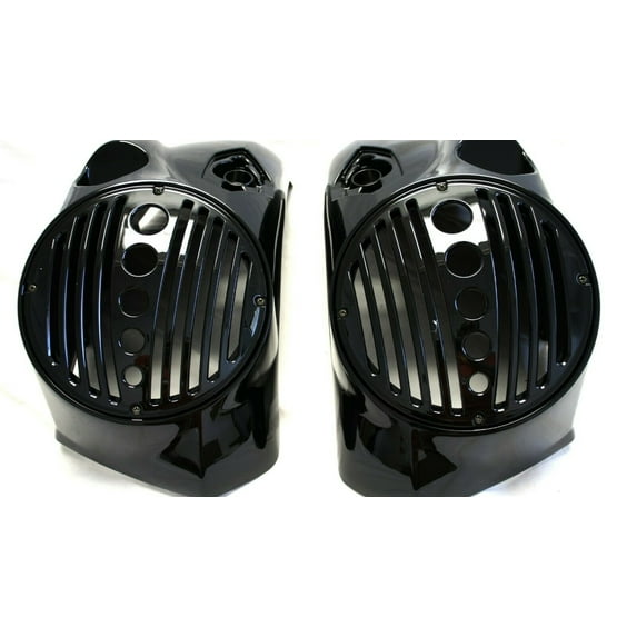 Mutazu Victory Cross Country Road Magnum Saddle Bag Saddlebags 8" Bagger Speaker Lid w/ Black Grill