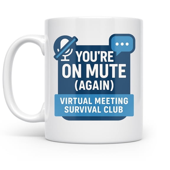 Mute Button Humor 11 oz Coffee Mug - For Remote Workers White Ceramic Gift