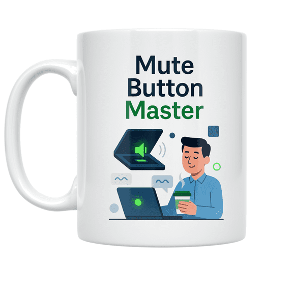 Mute Button Master Laptop Design - Remote Work Enthusiast - 11 oz Ceramic Coffee Mug