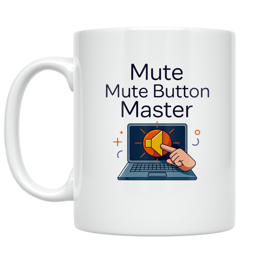 Mute Button Master Work From Home Humor - Remote Worker - 11 oz Ceramic Coffee Mug