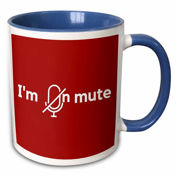 3drose, Mute Button with Text, 11oz Two-tone Blue Mug