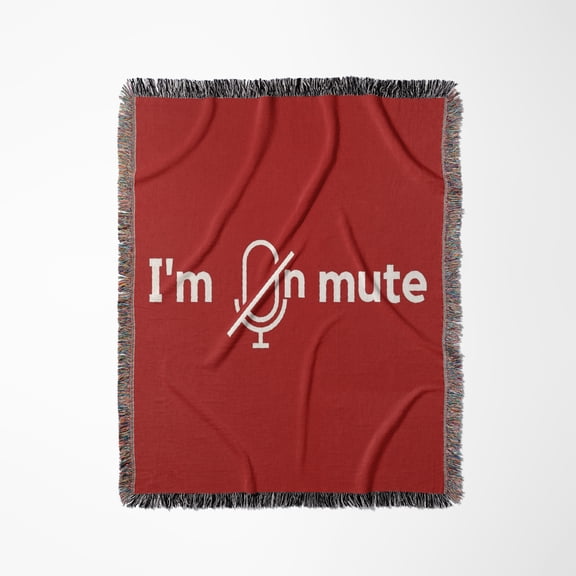 Mute Button With Text, Woven Blanket