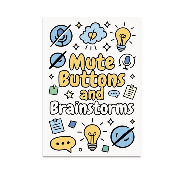 Mute Buttons and Brainstorms - Remote Work Culture - 13x19 Poster Print