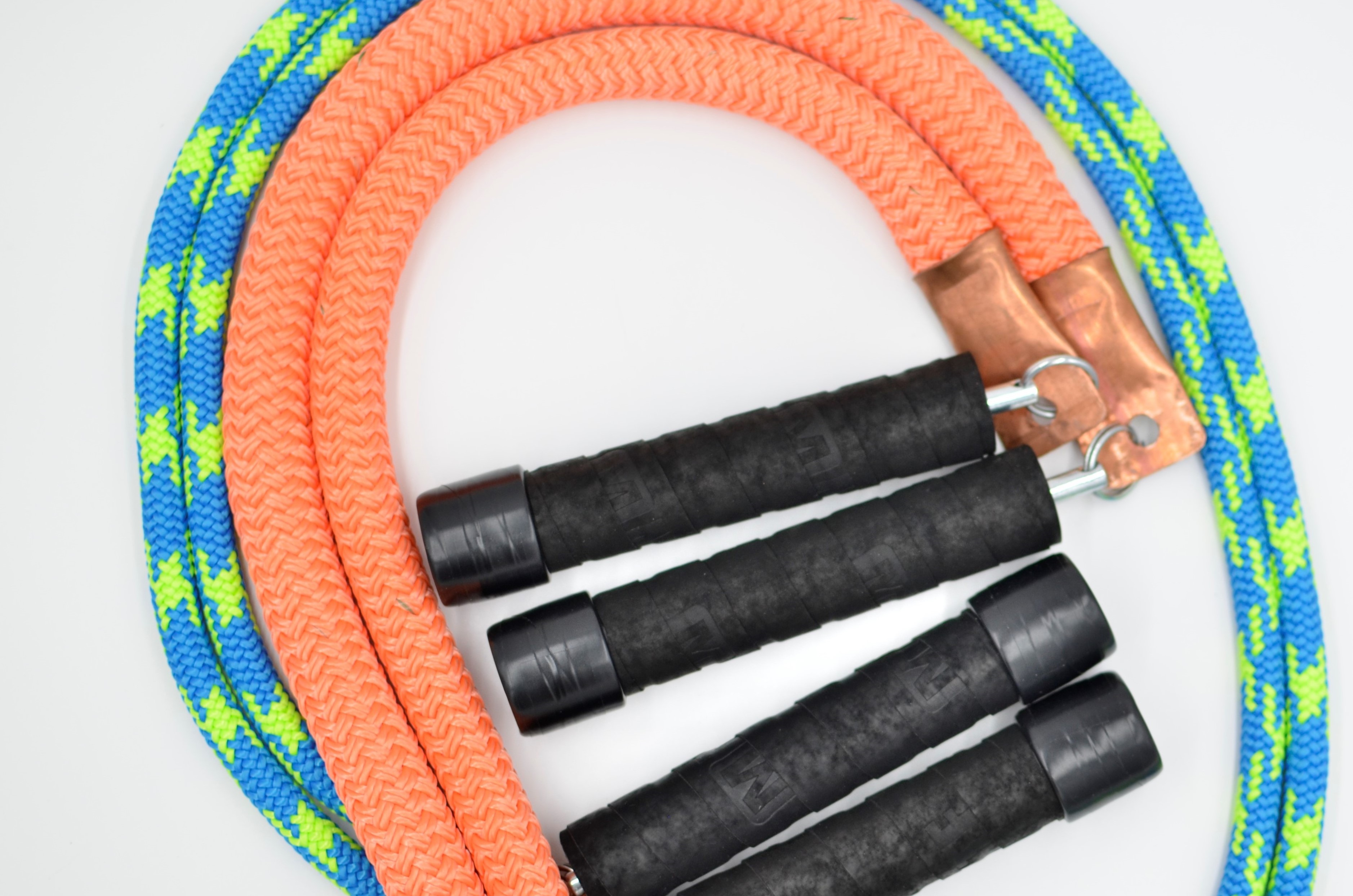 Mute Sports Equipment Heavy Weighted Jump Rope 3/4 pound and 1.5 Pound Combo 9' Length for indoor or outdoor use, competition training and functional fitness.