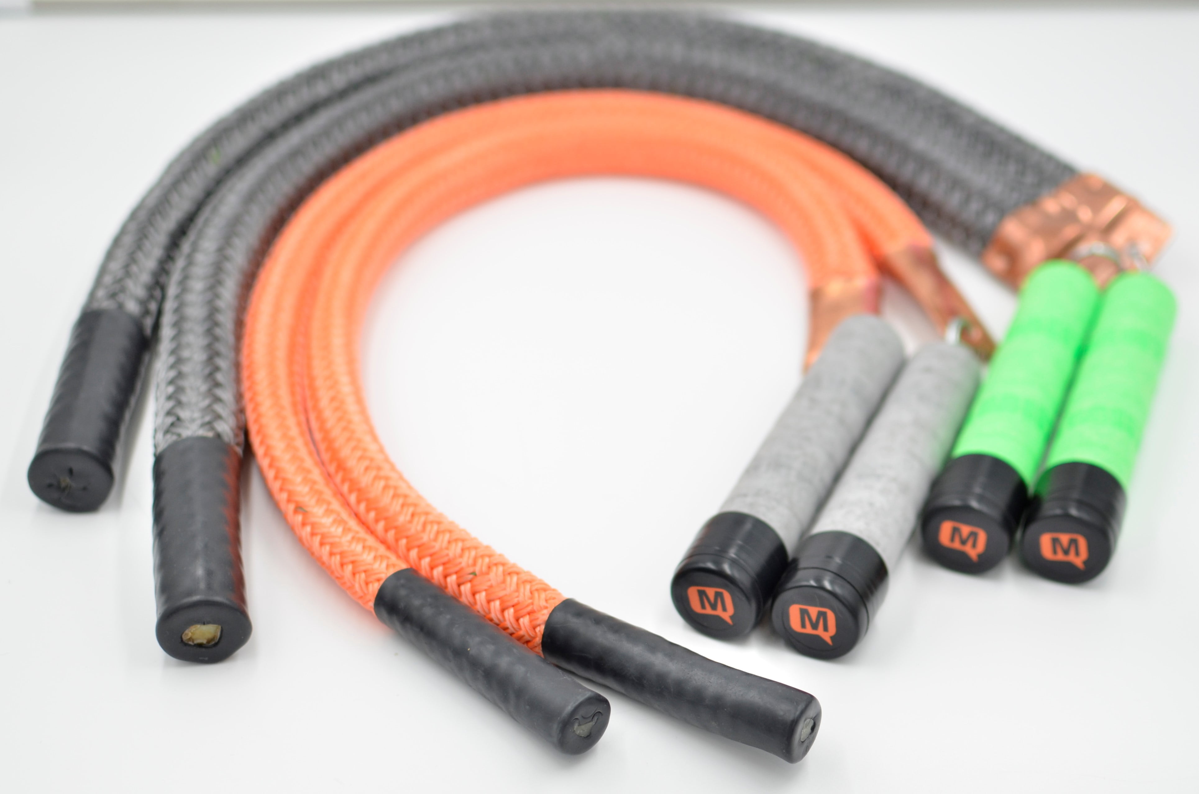 Mute Sports Equipment Split Ropes® Seated Adaptive Jump Rope BULL 8 oz. per side and BUFFALO 1 pound per side for wheelchair users and fitness.