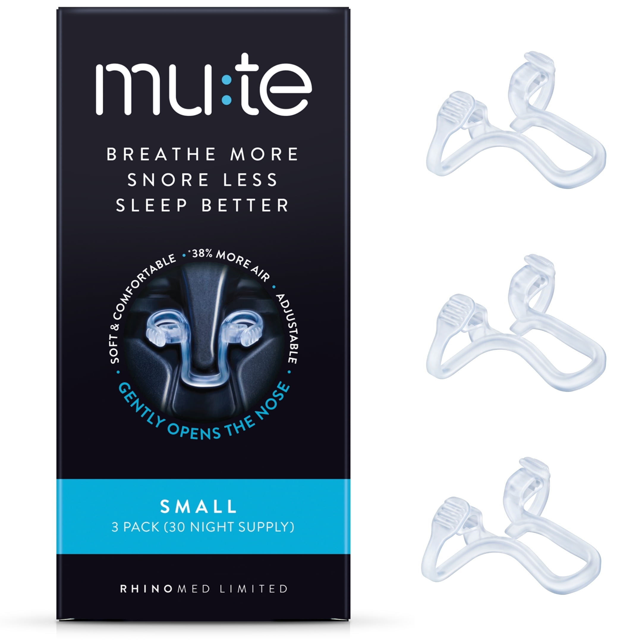 Mute Snoring Nasal Dilator | Small 3 Pack | Snore Less & Sleep Better | Nasal Strip Alternative | Comfortable Breathing Aids for Better Sleep & Improved Airflow
