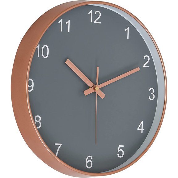 Mute Wall Clock 12 inch Bedroom Living Room no tick Clock Round Clock Simple Fashion Creative Wall Clock Gray