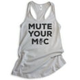 thumbnail image 1 of Mute Your Mic Tank Top, Ladies Racerback Tank Top, Quarantine Teacher Tank, Distance Learning Teacher Tank, Silver Gray, Small, 1 of 3