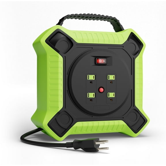 MutecPower 35ft Retractable Extension Cord, 4 Outlets, On/Off Switch, 14AWGx3C SJTW