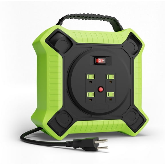 MutecPower 45 ft Retractable Extension Cord, 4 Outlets, On/Off Switch, 14AWG/3C SJTW