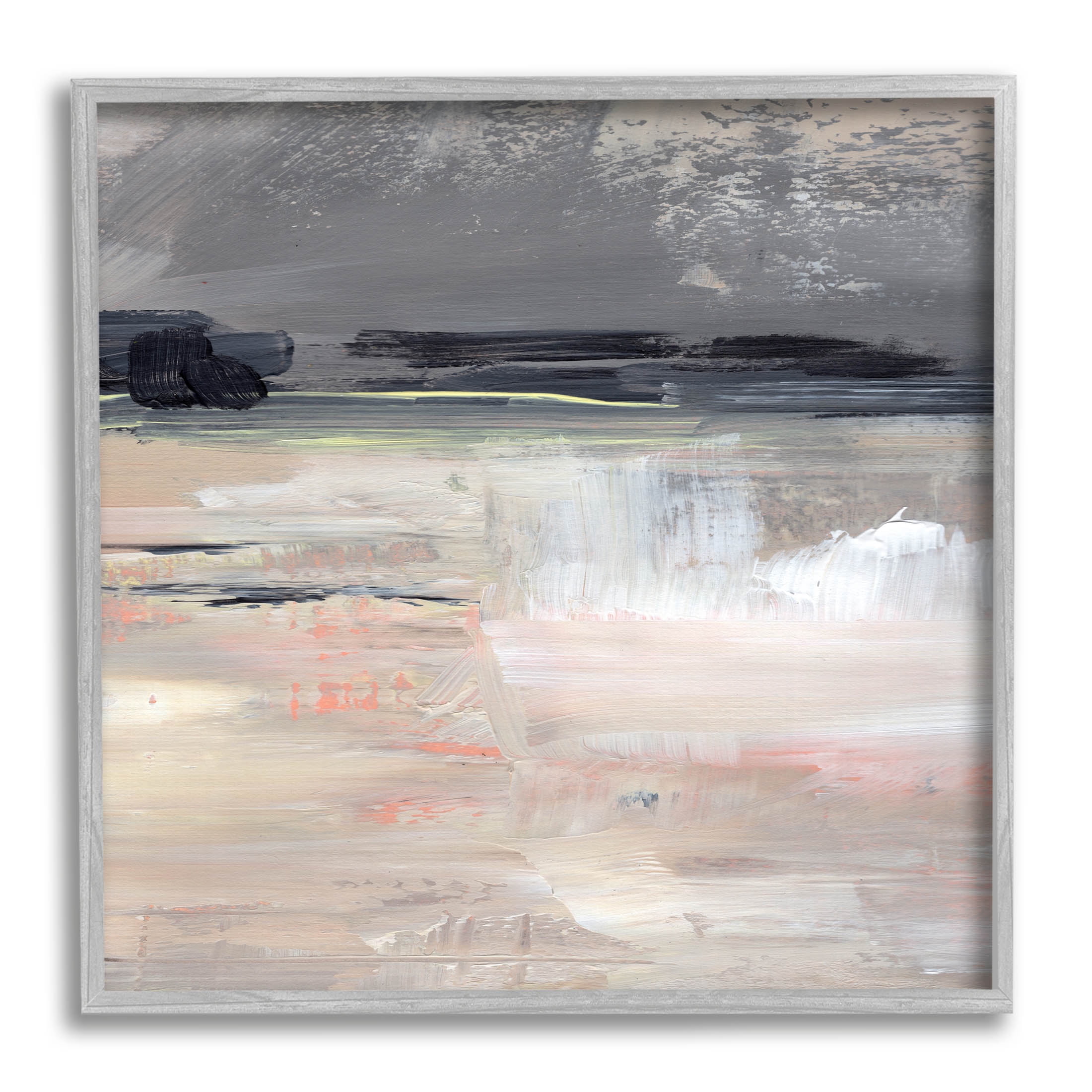 Muted Abstract Landscape Abstract Painting Gray Framed Art Print Wall Art