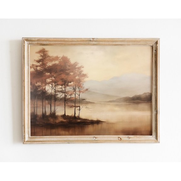 Muted Autumn Lake Fall Print, Neutral Wall Art, Rustic Farmhouse Art, Vintage Wall Art, Art Wall Art Wall Art, Modern Wall Decor, 12x18 UNFRAMED