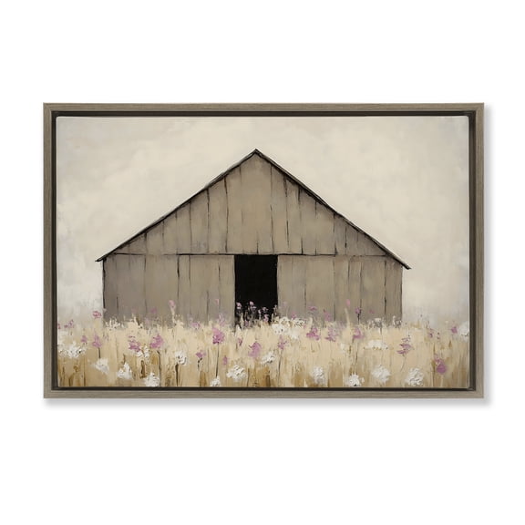 Stupell Industries Muted Barn in Meadow Brown Framed Floater Canvas Wall Art, design by Franklyn Gregory