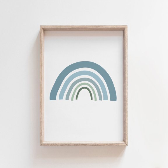 Muted Blue Rainbow Boys Weather Nursery Wall Art