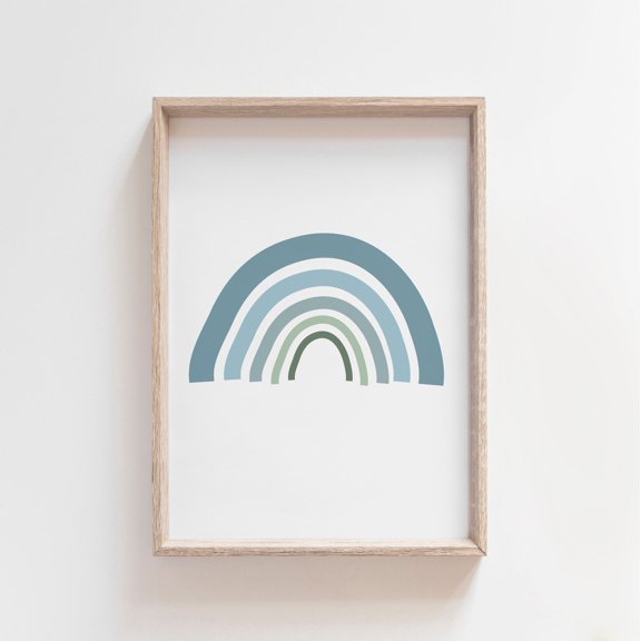 Muted Blue Rainbow Poster Nursery Poster Wall Art , Poster Print Only