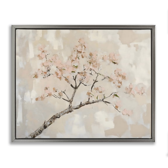 Stupell Industries Muted Cherry Blossoms Branch Gray Framed Floater Canvas Wall Art, design by Franklyn Gregory