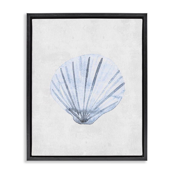 Stupell Industries Muted Clam Shell Subtlety Black Framed Floater Canvas Wall Art, design by Camila Juncos, 21 x 17