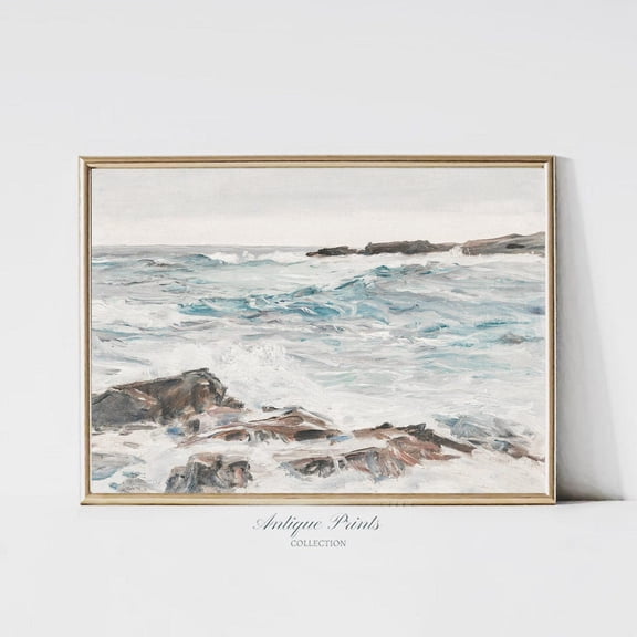Muted Coastal Ocean Waves Print, Unframed Paper Poster 8x10in