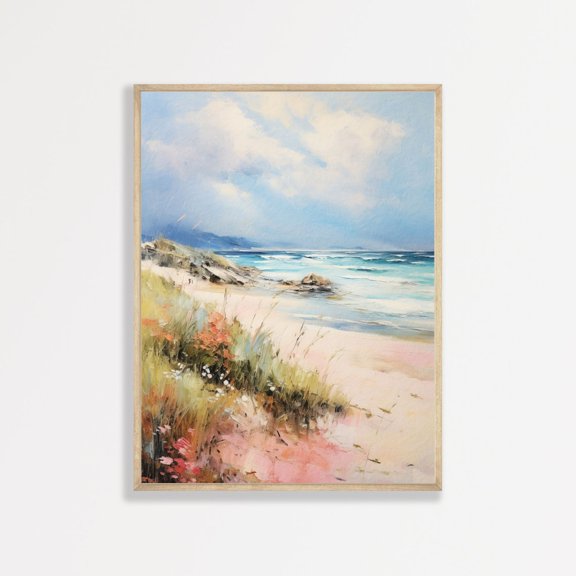 Muted Coastal Seascape Wall Art Vintage Beach Poster