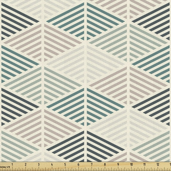 Ambesonne Muted Colors Fabric by the Yard Upholstery, Stripes Forming Design, 10 Yards, Multicolor
