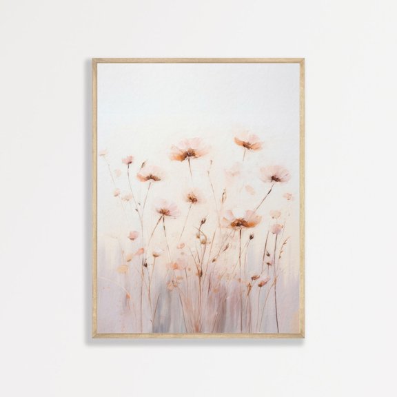 Muted Flower Wall Art Neutral Retro Floral Poster