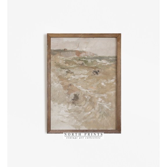 Muted Green Coastal Abstract Poster, Unframed Size 8x12