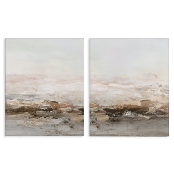 Stupell Industries Muted Horizon Neutral Tones 2 Piece Canvas Wall Art Set, design by Hazel J., 30 x 24