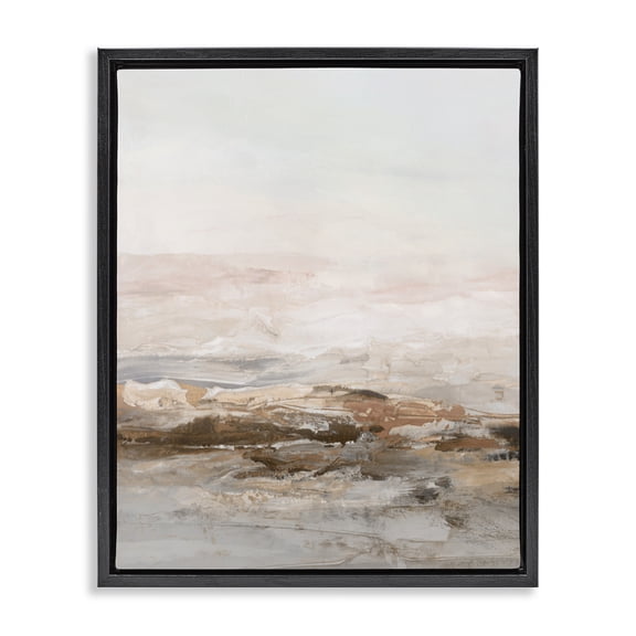 Stupell Industries Muted Horizon in Neutrals Black Framed Floater Canvas Wall Art, design by Hazel J., 21 x 17