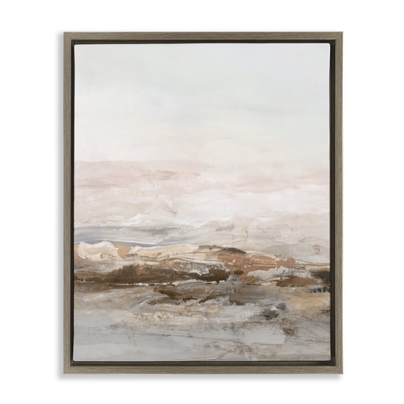Stupell Industries Muted Horizon in Neutrals Brown Framed Floater Canvas Wall Art, design by Hazel J., 21 x 17