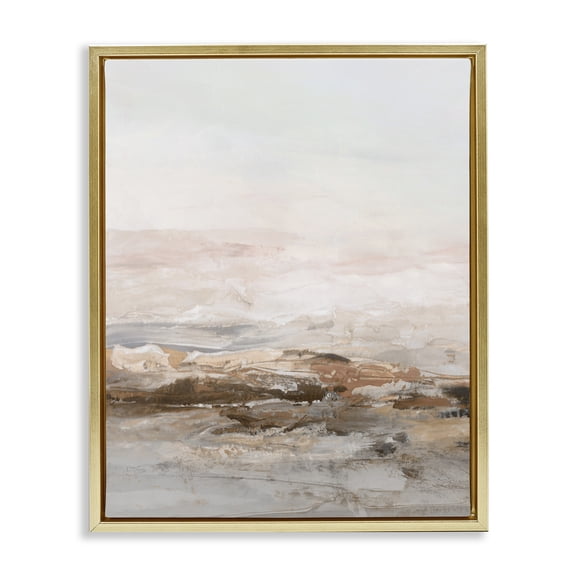 Stupell Industries Muted Horizon in Neutrals Gold Framed Floater Canvas Wall Art, design by Hazel J., 21 x 17