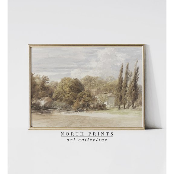 Muted Impressionist Landscape | Vintage European Art Print | | 707 UNFRAMED Poster, Wall Art for Decor, Present, 12x18