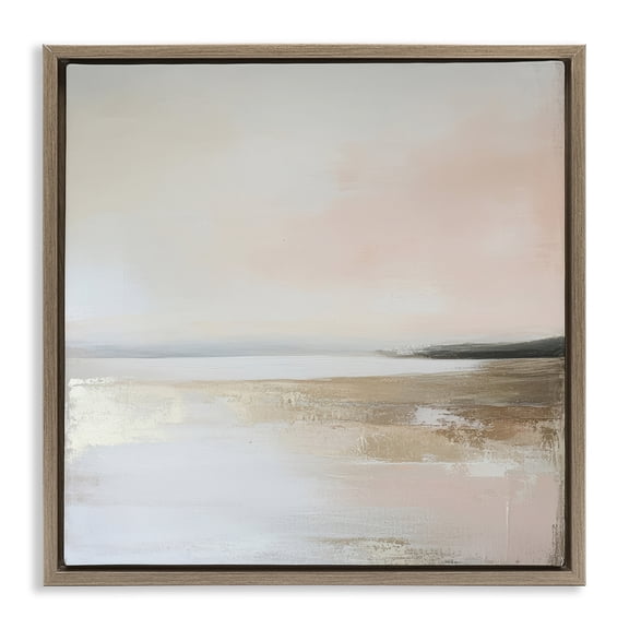 Stupell Industries Muted Landscape Hidden Coast Brown Framed Floater Canvas Wall Art, design by Petal Prints Design