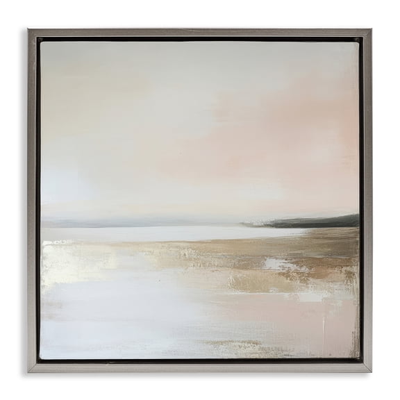 Stupell Industries Muted Landscape Hidden Coast Gray Framed Floater Canvas Wall Art, design by Petal Prints Design
