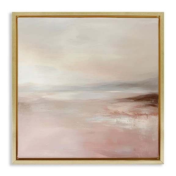Stupell Industries Muted Landscape Pink Tides Gold Framed Floater Canvas Wall Art, design by Petal Prints Design