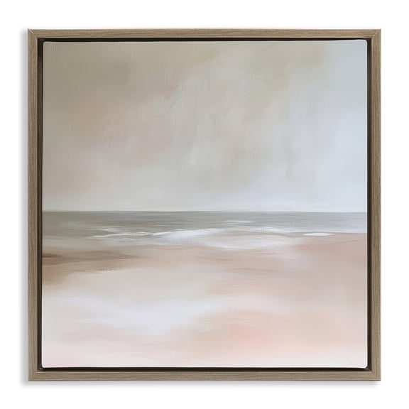 Stupell Industries Muted Landscape Soft Coast Brown Framed Floater Canvas Wall Art, design by Petal Prints Design