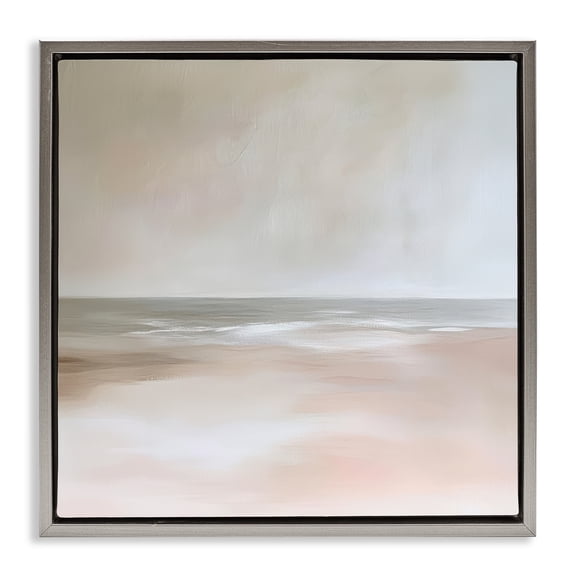 Stupell Industries Muted Landscape Soft Coast Gray Framed Floater Canvas Wall Art, design by Petal Prints Design