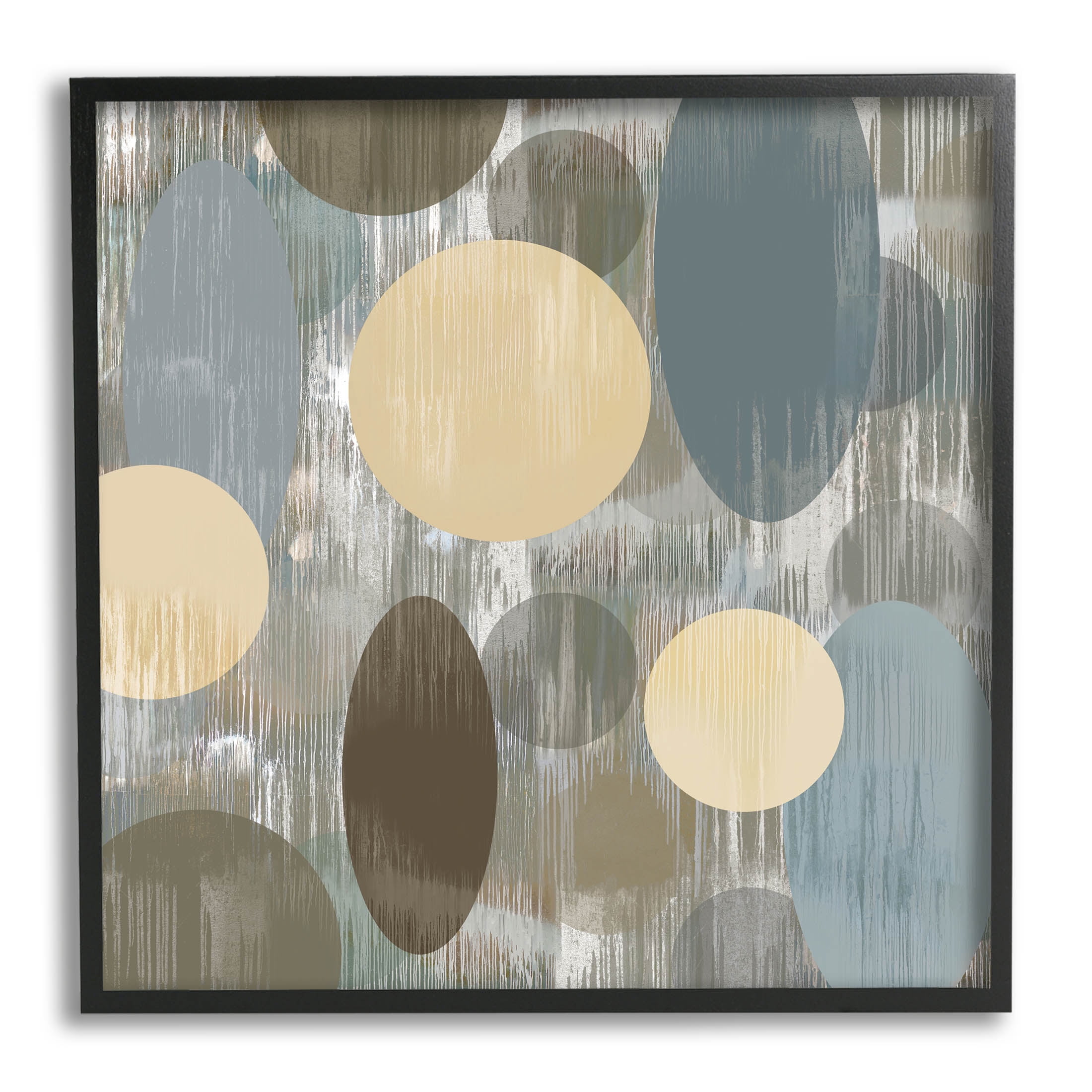 Muted Layered Circle Shapes Abstract Graphic Art Black Framed Art Print Wall Art