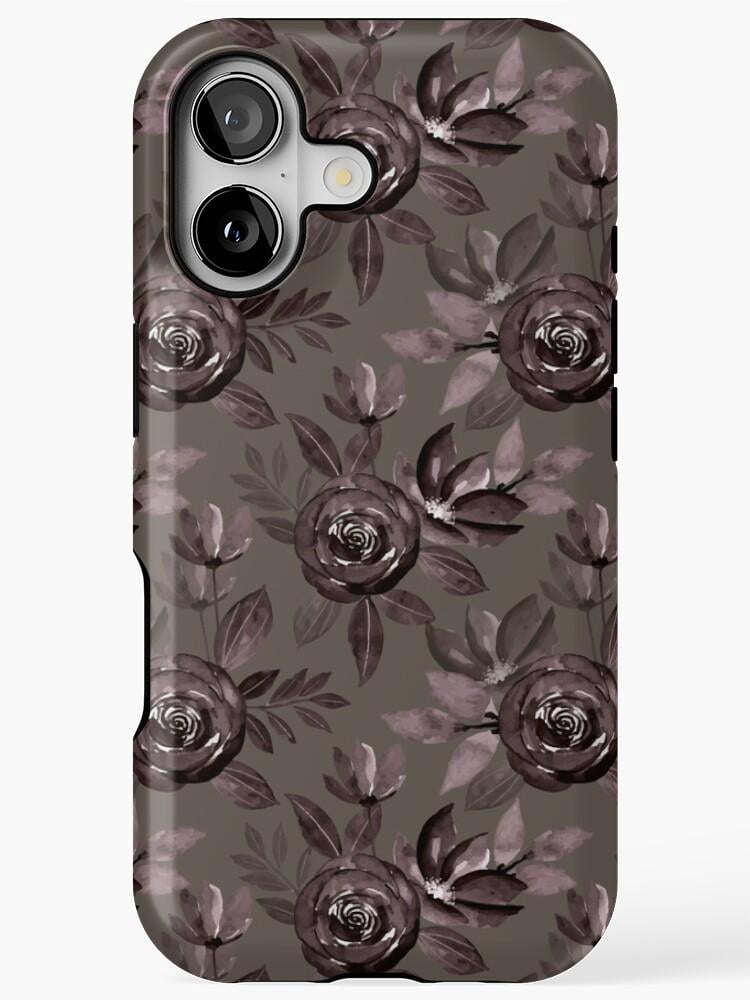 Muted Mauve Rose and Leaf Floral Tough Case for Apple iPhone Series ...